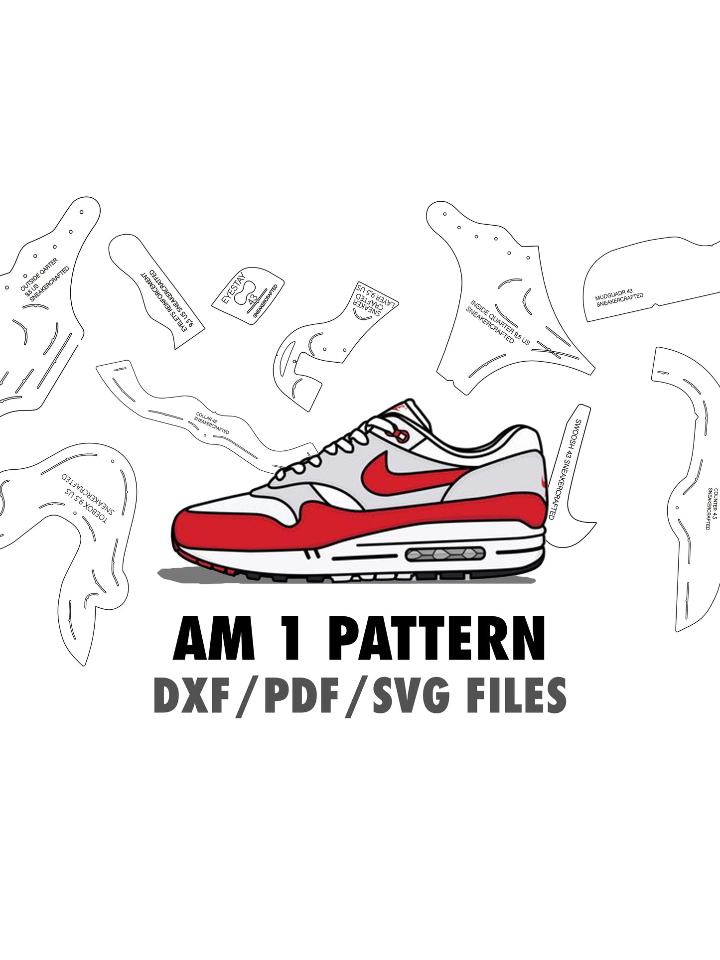 AIR MAX 1 digital pattern PDF, DXF, SVG files