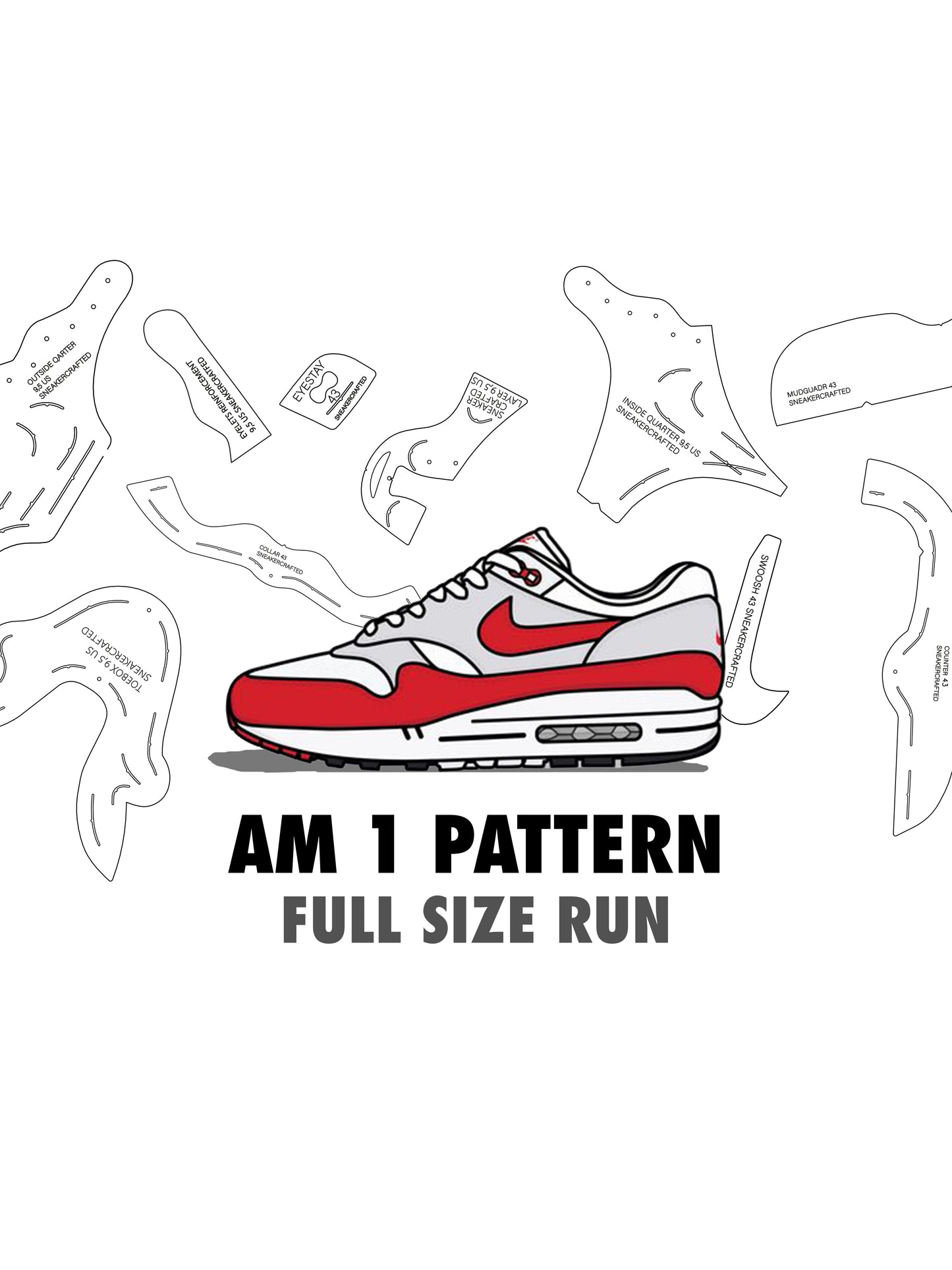 AIR MAX 1 digital pattern PDF, DXF, SVG files