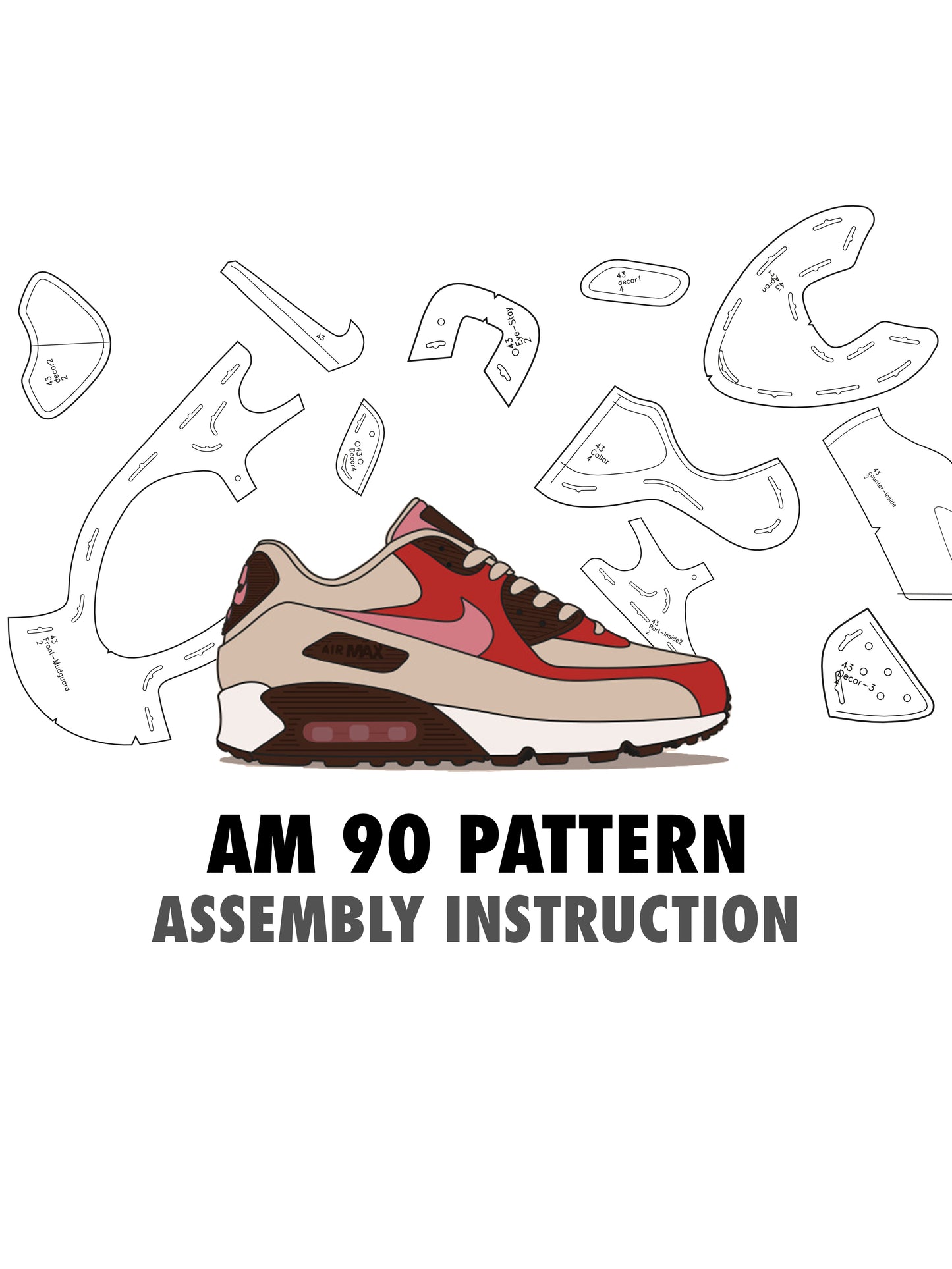 AIR MAX 90 digital pattern PDF, DXF, SVG files