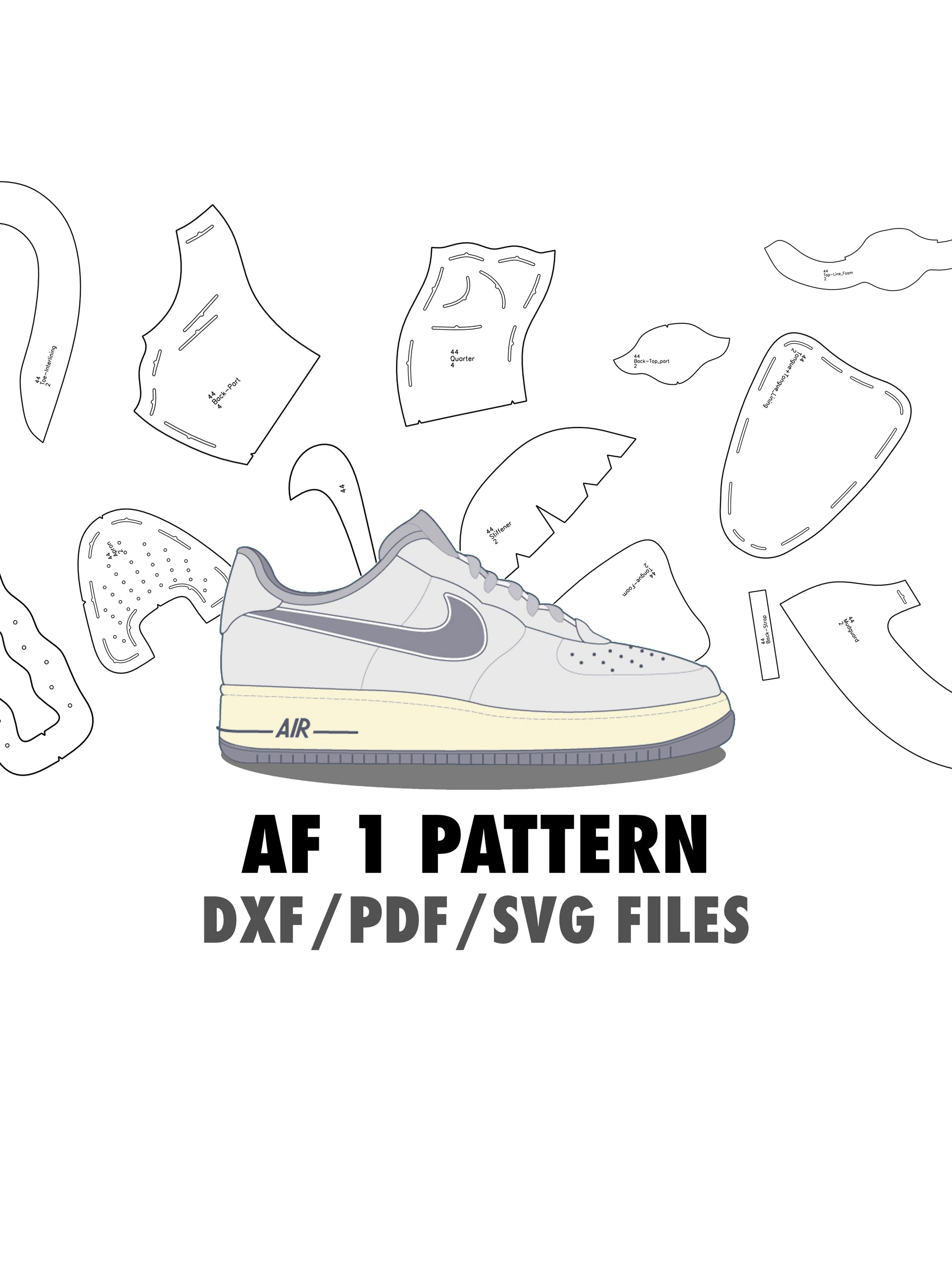 AIR FORCE digital pattern PDF, DXF, SVG files – Sneaker Crafted