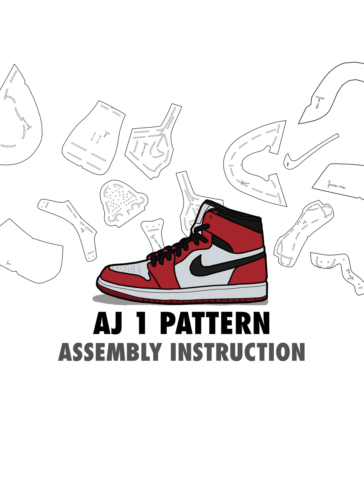 AIR JORDAN 1 digital pattern PDF, DXF, SVG files – Sneaker Crafted